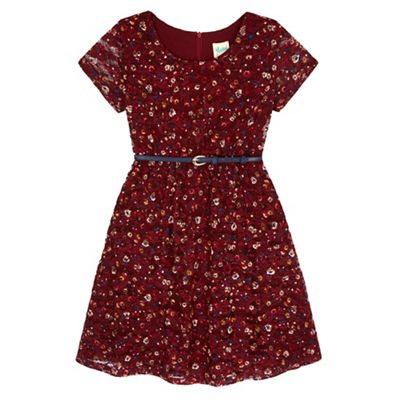 Yumi Girl Red Floral Print Lace Dress